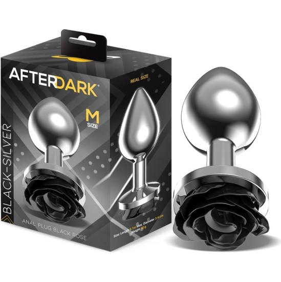 Afterdark Metal Anal Plug with Black Rose Base Size M