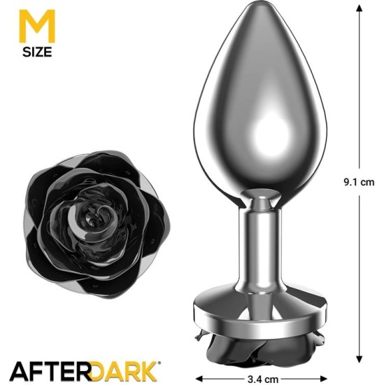 Afterdark Metal Anal Plug with Black Rose Base Size M