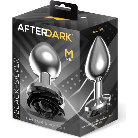 Afterdark Metal Anal Plug with Black Rose Base Size M