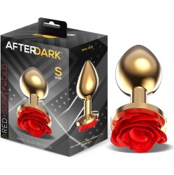 Afterdark Golden Metal Anal Plug with Red Rose Base - Size S
