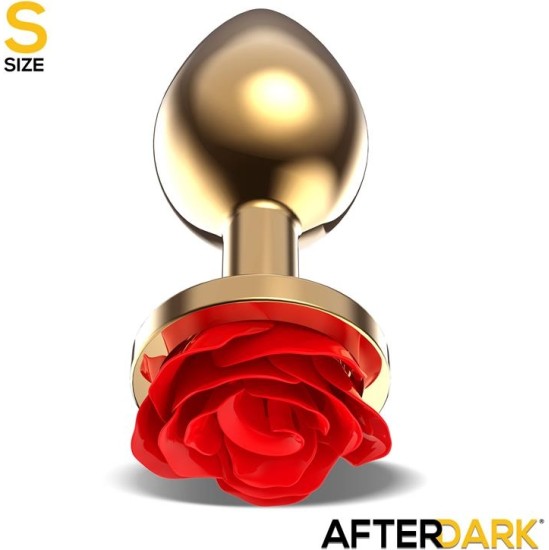 Afterdark Golden Metal Anal Plug with Red Rose Base - Size S