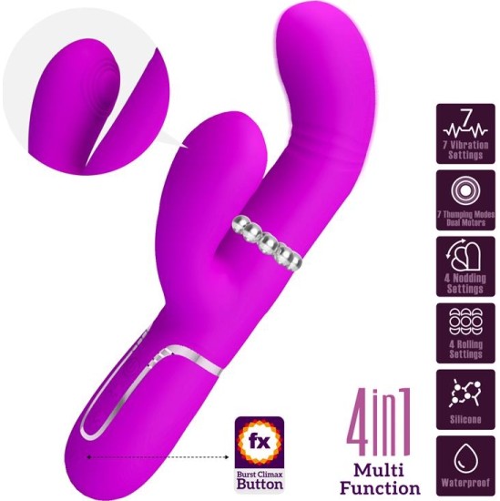 Prettylove Mariana Vibrator 4 in 1 Silicone Fuchsia