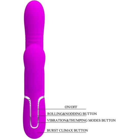 Prettylove Mariana Vibrator 4 in 1 Silicone Fuchsia