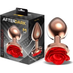 Afterdark Rose Gold Anal Plug with Red Rose Base Size M
