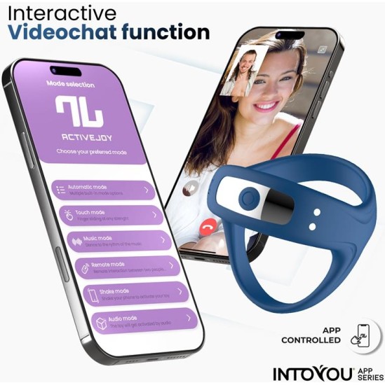Intoyou App Series Rank Vibrating Ring with App Blue