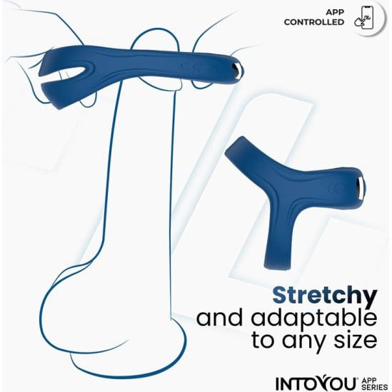 Intoyou App Series Rank Vibrating Ring with App Blue