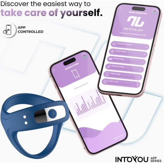 Intoyou App Series Rank Vibrating Ring with App Blue