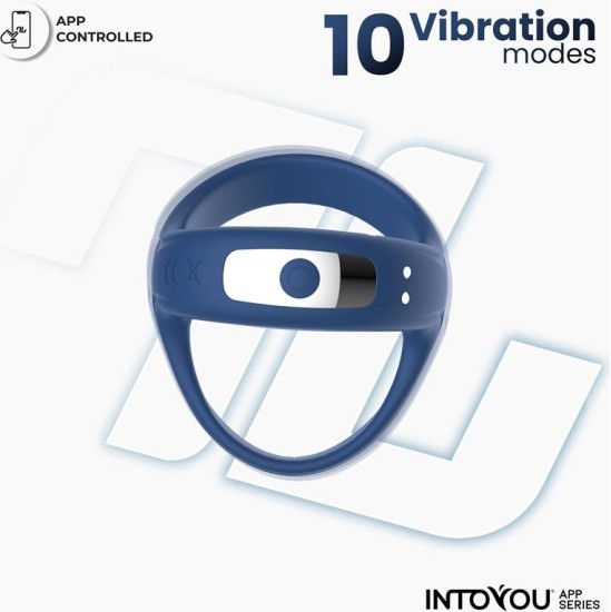 Intoyou App Series Rank Vibrating Ring with App Blue
