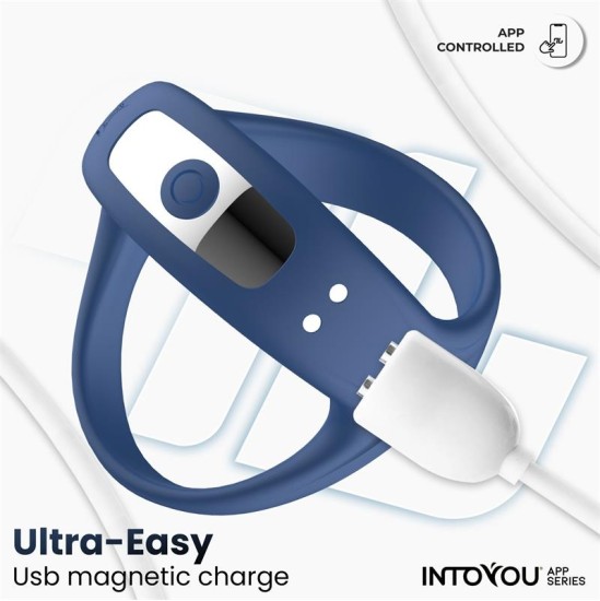 Intoyou App Series Rank Vibrating Ring with App Blue