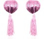 Latetobed Bdsm Line Self-Adhesive Heart Sequin Nipple Cover with Tassel Pink