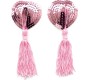 Latetobed Bdsm Line Self-Adhesive Heart Sequin Nipple Cover with Tassel Pink