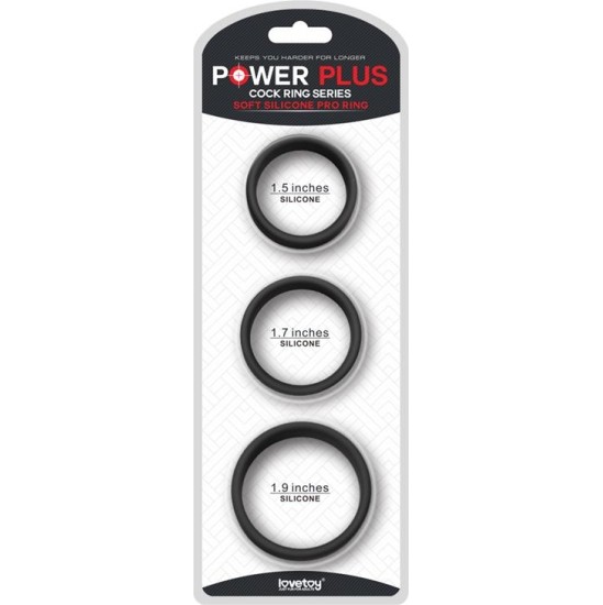 Lovetoy Pack of 3 Penis Ring Power Ring Black