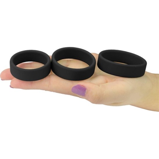 Lovetoy Pack of 3 Penis Ring Power Ring Black