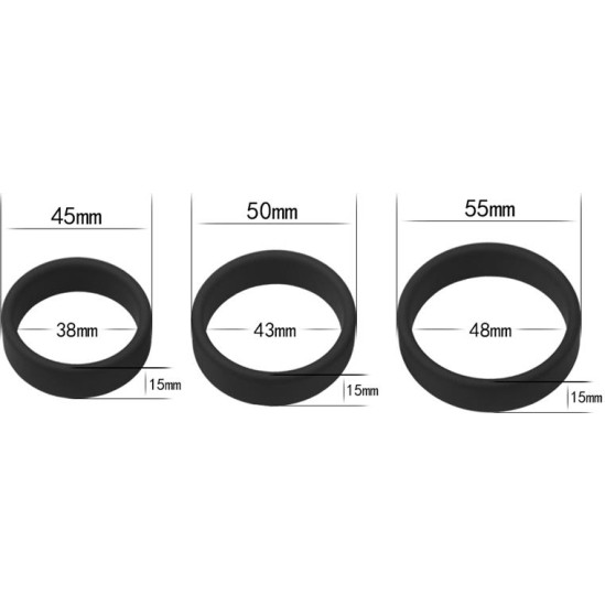 Lovetoy Pack of 3 Penis Ring Power Ring Black