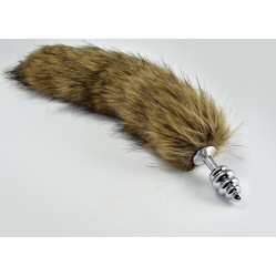 Lovetoy Metal Spiral Butt Plug with Brown Fox Tail Size L