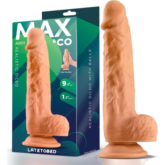Max & Co Andi Realistic Dildo with Testicles 9.1 Flesh