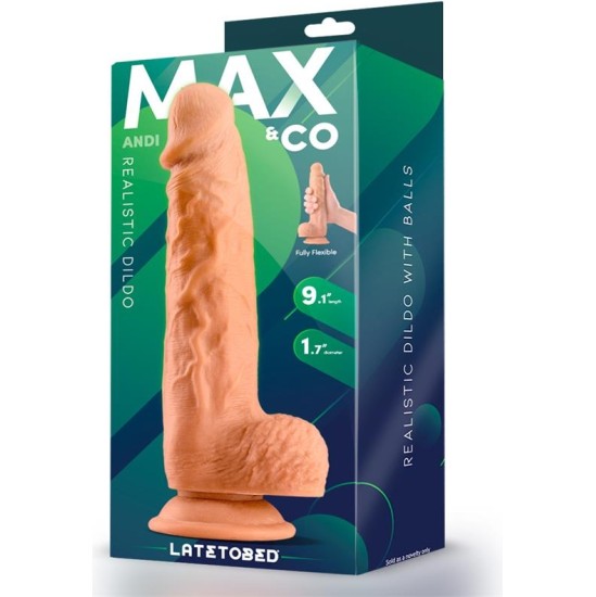 Max & Co Andi Realistic Dildo with Testicles 9.1 Flesh
