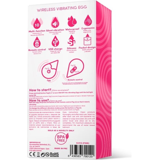 Drops Vibrating Egg Remote Control USB Silicone Pink