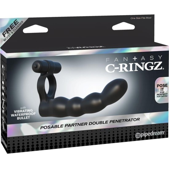 Fantasy C-Ringz Posable Partner Double Penetrator Black