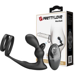 Prettylove Marshall Anal Plug with Vibration and Cock and Ball Ring