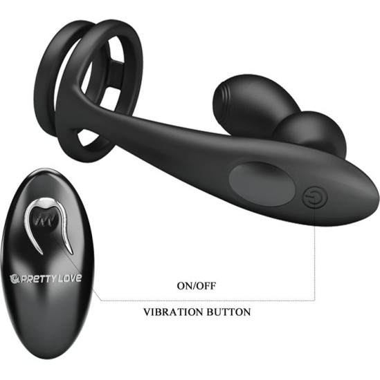 Prettylove Marshall Anal Plug with Vibration and Cock and Ball Ring