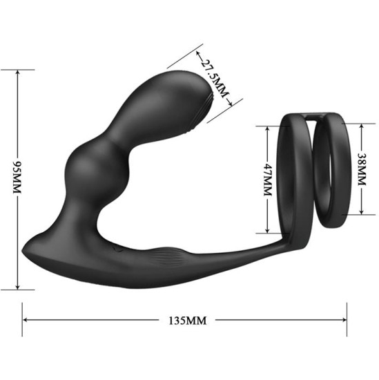 Prettylove Marshall Anal Plug with Vibration and Cock and Ball Ring