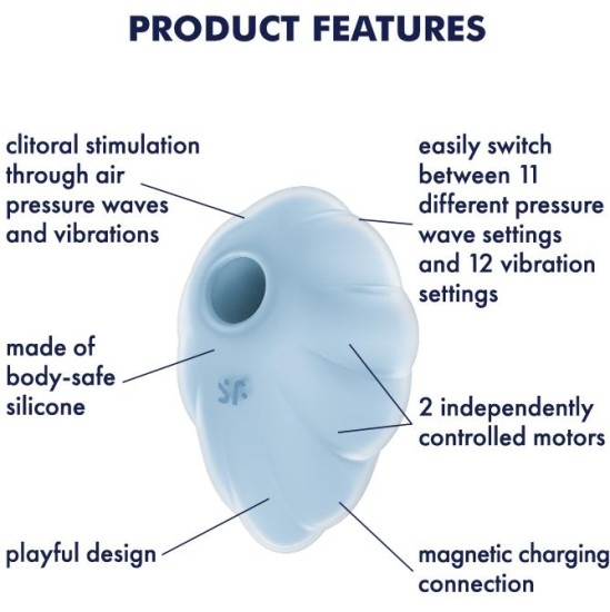Satisfyer Cloud Dancer Clit Sucker and Vibe Blue