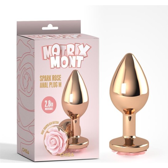 Chisa Anal Plug with Rose Jewel Color Rose Size M