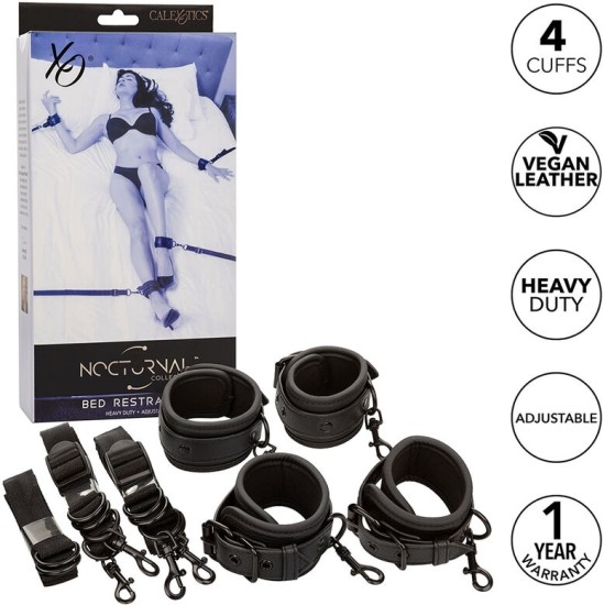 Calexotics NOCTURNAL BED RESTRAINTS LEATHER ADJUSTABLE BLACK