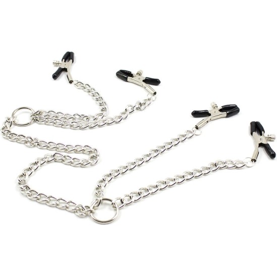 Ohmama Fetish 4 NIPPLE Clamps WITH CHAINS