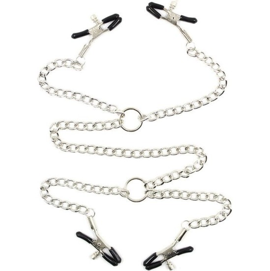 Ohmama Fetish 4 NIPPLE Clamps WITH CHAINS