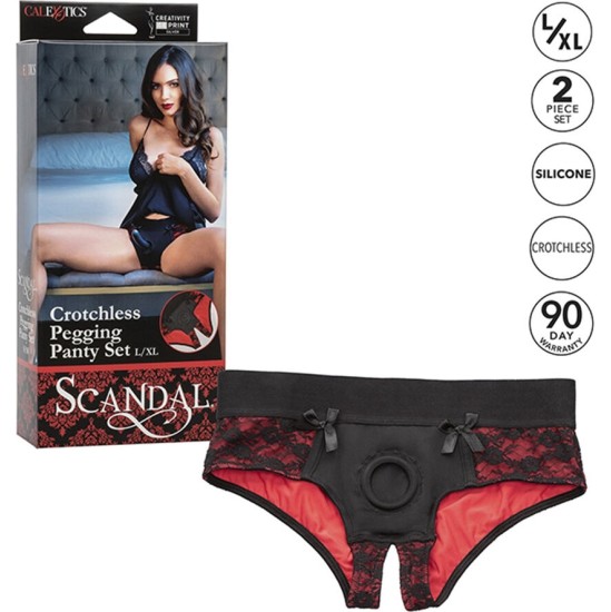 Calexotics SCANDAL SET OF CROTCHLESS PANTIES WITH DILDO SIZE L/XL