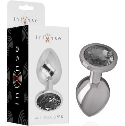 Intense Anal Toys INTENSE - ALUMINUM METAL ANAL PLUG WITH BLACK CRYSTAL SIZE S