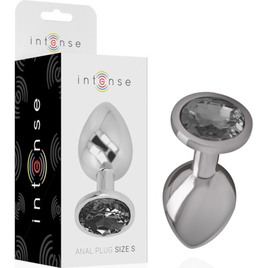 Intense Anal Toys INTENSE - ALUMINUM METAL ANAL PLUG WITH BLACK CRYSTAL SIZE S