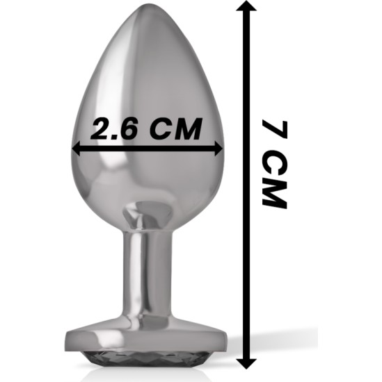 Intense Anal Toys INTENSE - ALUMINUM METAL ANAL PLUG WITH BLACK CRYSTAL SIZE S