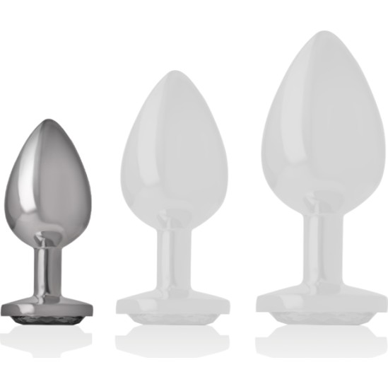 Intense Anal Toys INTENSE - ALUMINUM METAL ANAL PLUG WITH BLACK CRYSTAL SIZE S