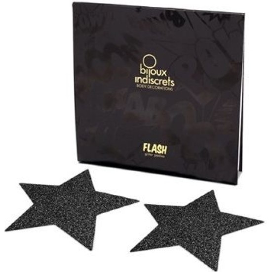 Bijoux Flash Collection BIJOUX - INDISCRETS FLASH BLACK STAR NIPPLE CAPS