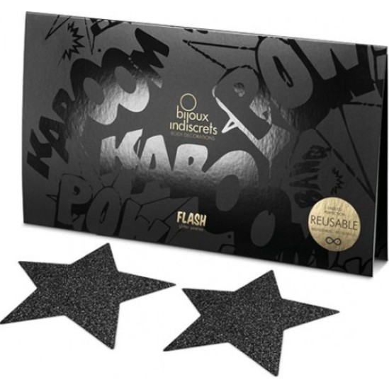 Bijoux Flash Collection BIJOUX - INDISCRETS FLASH BLACK STAR NIPPLE CAPS