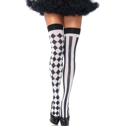 Leg Avenue Hosiery LEG AVENUE - BLACK/WHITE ARLEQUIN HIGH SOCKS