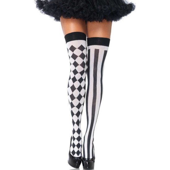 Leg Avenue Hosiery LEG AVENUE - BLACK/WHITE ARLEQUIN HIGH SOCKS