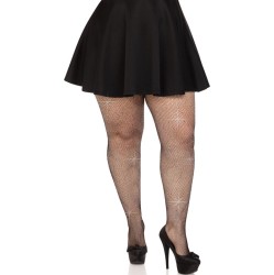 Leg Avenue Hosiery LEG AVENUE - CRYSTALIZED MESH STOCKINGS BLACK PLUS SIZE
