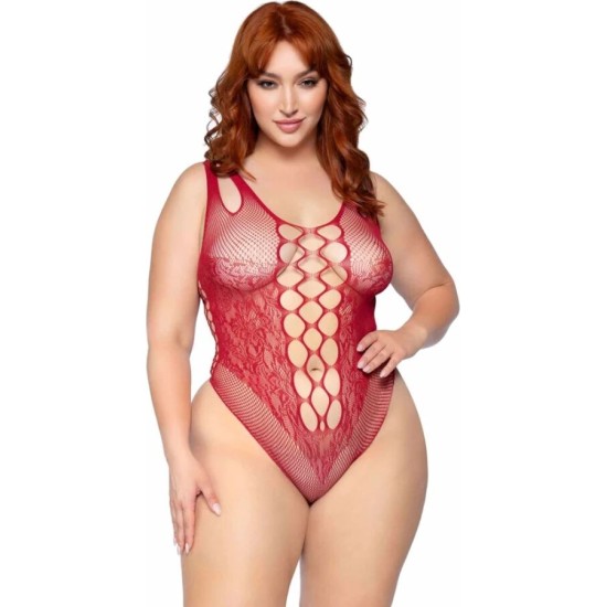 Leg Avenue Teddies LEG AVENUE - 81641X SEAMLESS BODYSUIT BURGUNDY SIZE 1X/2X
