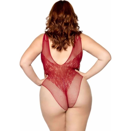 Leg Avenue Teddies LEG AVENUE - 81641X SEAMLESS BODYSUIT BURGUNDY SIZE 1X/2X