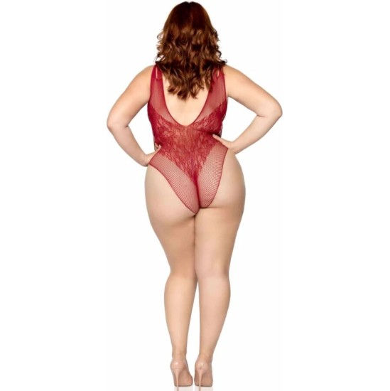Leg Avenue Teddies LEG AVENUE - 81641X SEAMLESS BODYSUIT BURGUNDY SIZE 1X/2X