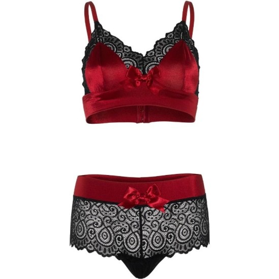 Leg Avenue Sets LEG AVENUE - 2 PIECES SET BLACK AND RED S/M