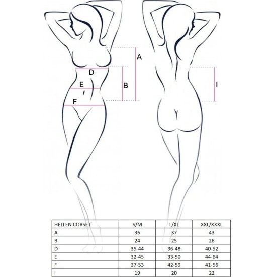 Passion Woman Corsets PASSION - WOMAN HELLEN BLACK CORSET SIZE L/XL