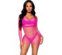 Leg Avenue Dresses LEG AVENUE - LONG SLEEVE NET DRESS FUCHSIA ONE SIZE