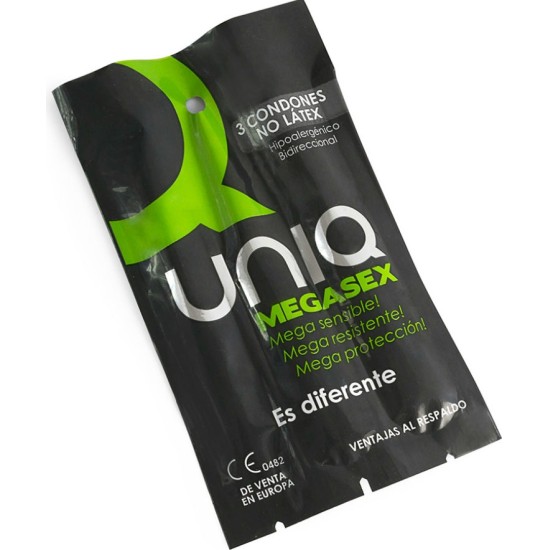 Uniq MEGASEX LATEX FREE SENSITIVE CONDOMS 3 UNITS