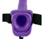 Fetiša Fantāzija Series 7" ar tukšu vidu STRAP-ON vibrējošs ar olām 17.8 cm violeta krāsa