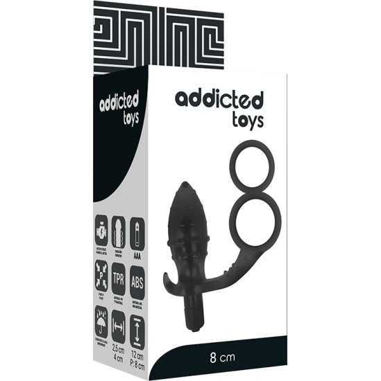 Addicted Toys Anālais spraudnis ar dzimumlocekļa gredzeniem melns